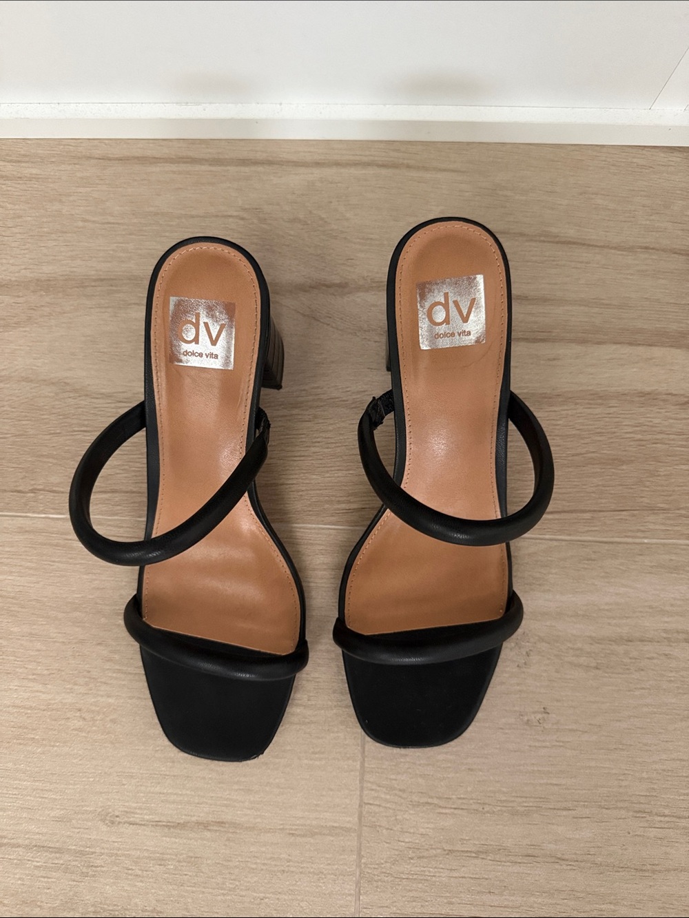 Dolce Vita Black Double-Strap Block Heel Sandals